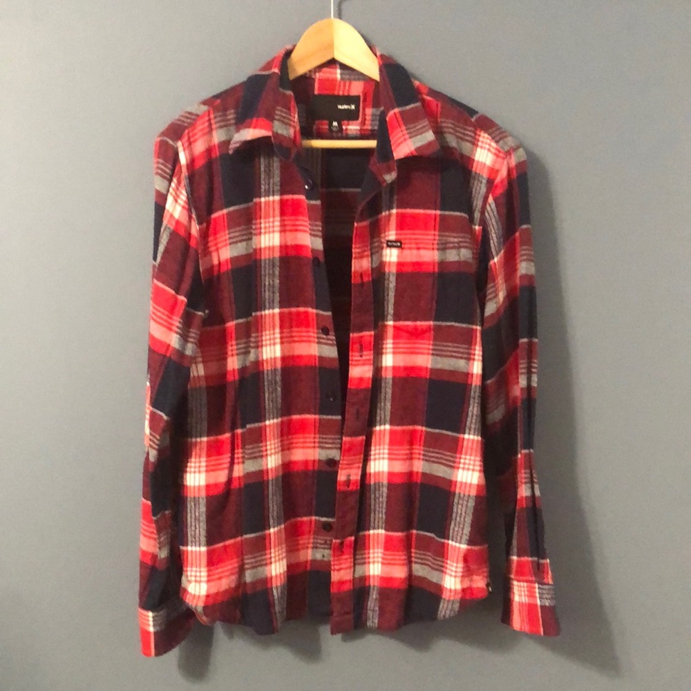 Hurley Flannel Red White & Blue Size Medium